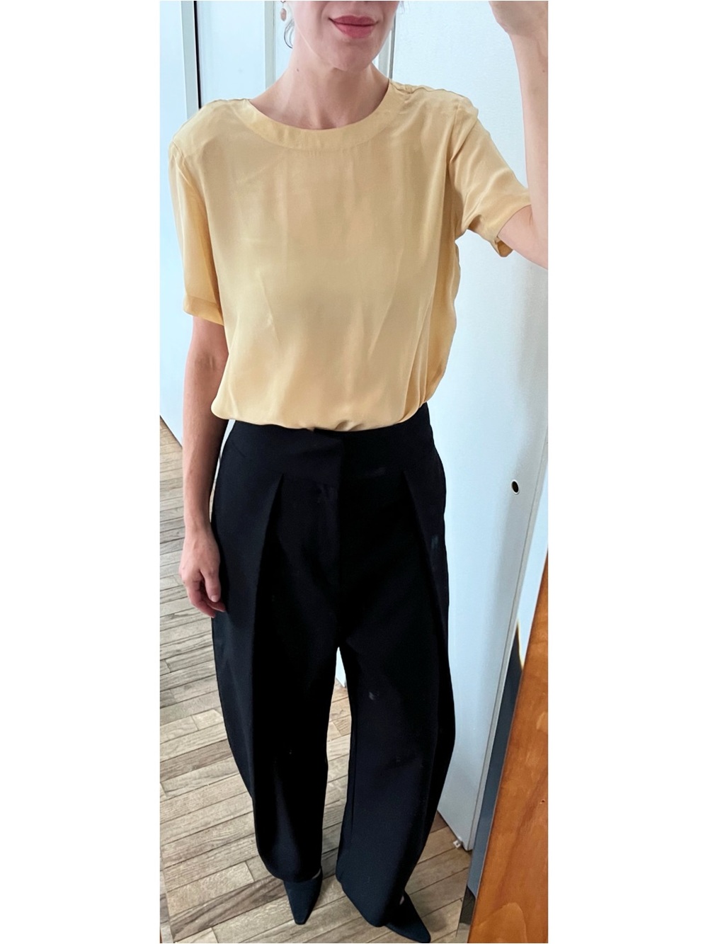 Vintage 1980s Anna & Frank 100% Silk Butter Yellow Blouse Classic Quiet Luxury M